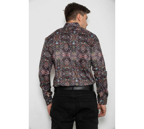 Рубашка мужская с принтом, цвет коричневый, 214R2684