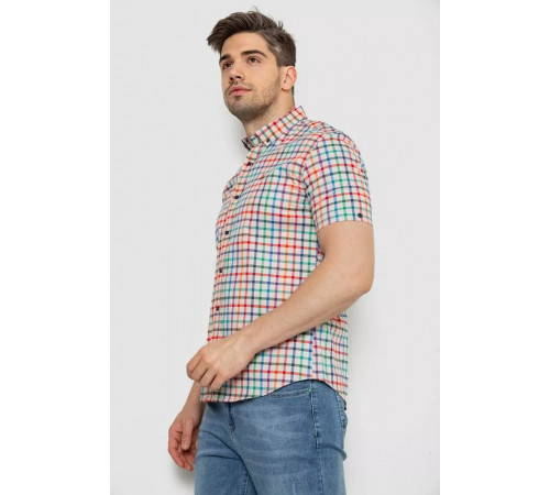 Сорочка чоловіча в клітку, колір молочний, 214R842