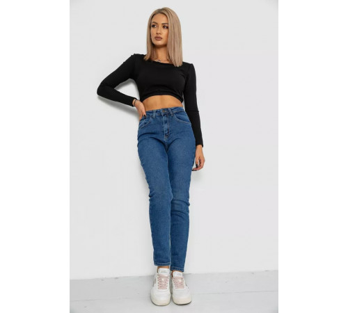 Джинсы женские Mom-fit стрейч, цвет синий, 244R1152
