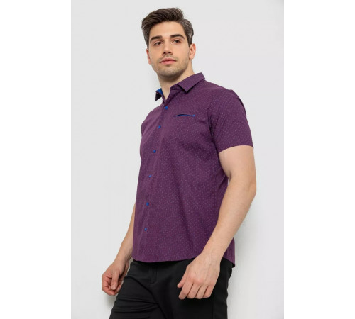 Рубашка мужская с принтом, цвет сливовый, 214R7332-1.