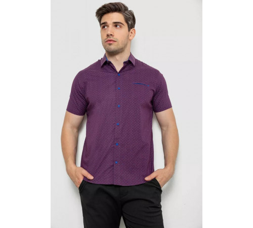 Рубашка мужская с принтом, цвет сливовый, 214R7332-1.