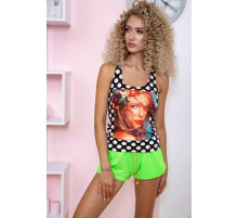 Черная женская майка в горох, с принтом, 167R231