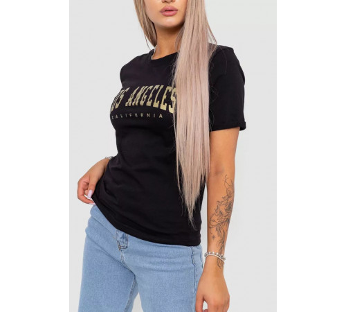 Женская футболка с принтом, цвет черный, 238R57476