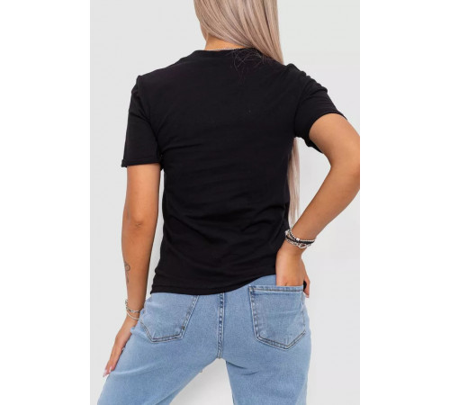 Женская футболка с принтом, цвет черный, 238R57476
