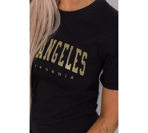 Женская футболка с принтом, цвет черный, 238R57476