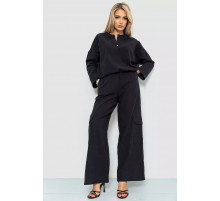 Костюм жіночий вільного крою жатка, колір чорний, 115R0530