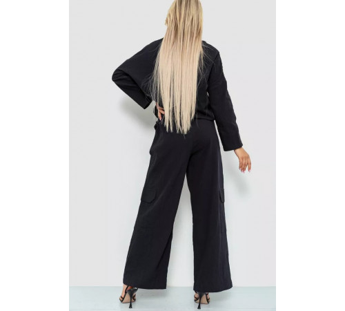 Костюм жіночий вільного крою жатка, колір чорний, 115R0530