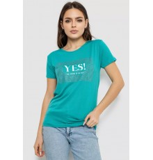 Женская футболка с принтом, цвет бирюзовый, 244R507