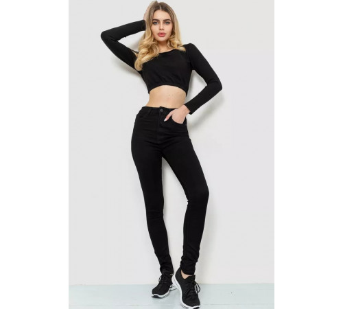 Джинси жіночі стрейч, колір чорний, 214R1442