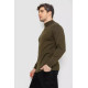 Светр чоловічий однотонний з вишивкою тризуб, колір хакі, 161R009