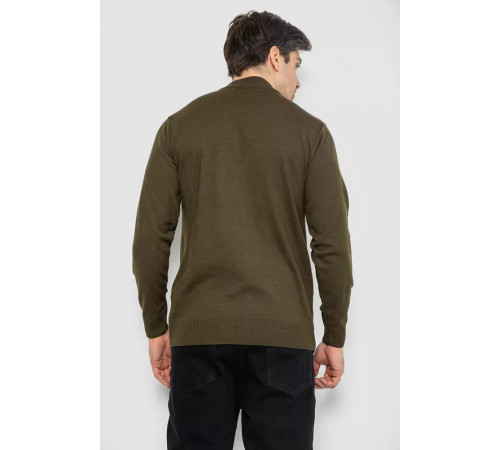 Светр чоловічий однотонний з вишивкою тризуб, колір хакі, 161R009