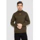 Светр чоловічий однотонний з вишивкою тризуб, колір хакі, 161R009