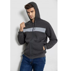 Кофта чоловіча на флісі з капюшоном, колір темно-сірий, 244R2559