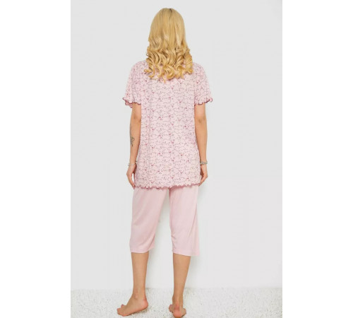 Піжама жіноча з принтом, колір рожевий, 243R7081