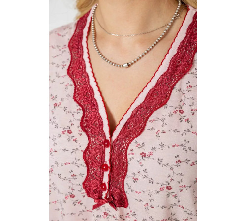 Піжама жіноча з принтом, колір рожевий, 243R7081