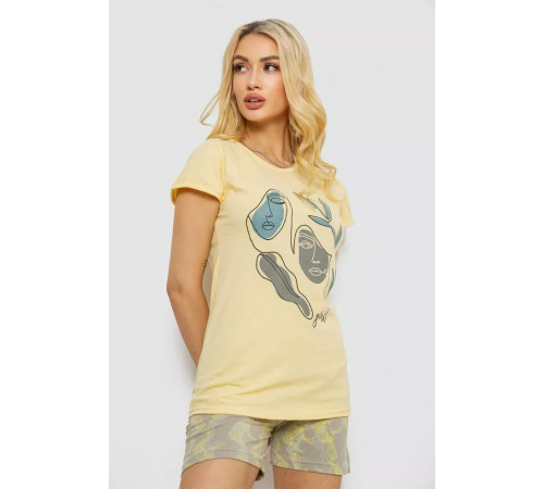 Піжама жіноча з принтом, колір жовтий, 243R3055