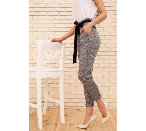 Жіночі вкорочені штани, в клітку, колір Сірий, 172R9313-1