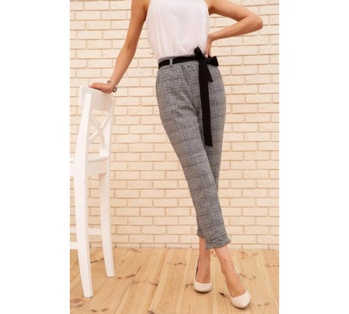 Жіночі вкорочені штани, в клітку, колір Сірий, 172R9313-1