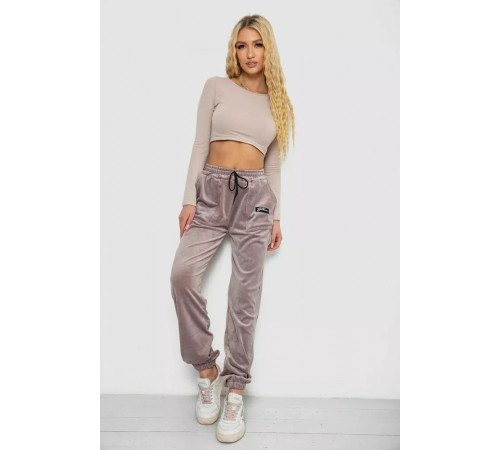 Штани жіночі велюрові, колір мокко, 238R58473