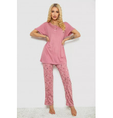 Піжама жіноча з принтом, колір пудровий, 243R7025-1