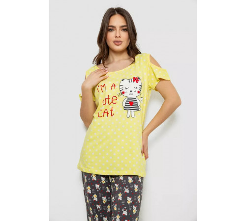 Жіноча піжама з принтом, колір жовтий, 243R903067