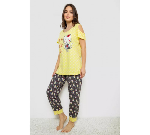 Жіноча піжама з принтом, колір жовтий, 243R903067