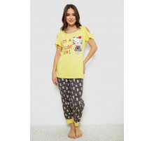 Жіноча піжама з принтом, колір жовтий, 243R903067