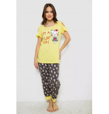 Жіноча піжама з принтом, колір жовтий, 243R903067