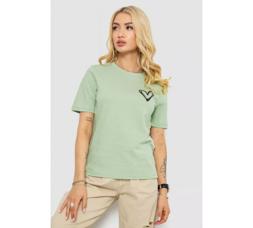 Женская футболка с принтом, цвет оливковый, 241R128.