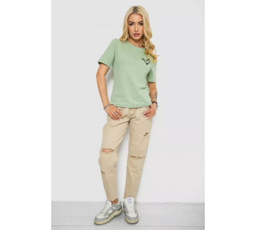 Женская футболка с принтом, цвет оливковый, 241R128.