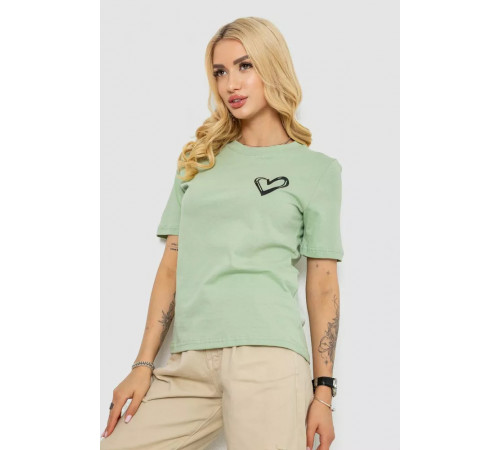 Женская футболка с принтом, цвет оливковый, 241R128.