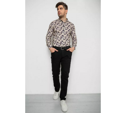 Сорочка чоловіча з принтом, колір бежевий, 214R1046