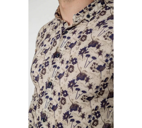 Сорочка чоловіча з принтом, колір бежевий, 214R1046