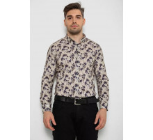 Сорочка чоловіча з принтом, колір бежевий, 214R1046