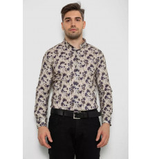 Сорочка чоловіча з принтом, колір бежевий, 214R1046