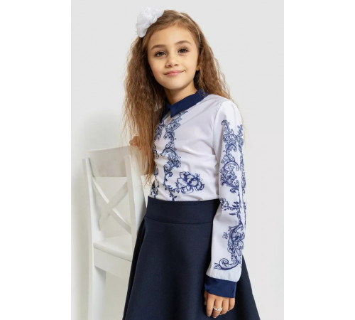 Блузка ошатна для дівчаток, колір синьо-білий, 172R026