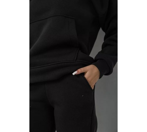 Спортивный женский костюм на флисе, цвет черный, 177R055 Спортивный женский костюм на флисе, цвет черный, 177R055