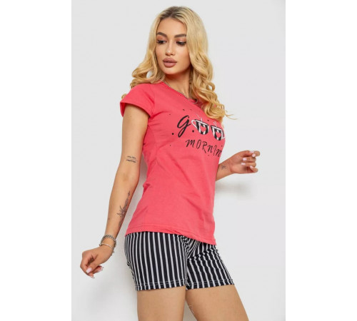 Піжама жіноча з принтом, колір рожевий, 243R3255
