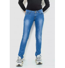 Джинсы женские с потертостями, цвет синий, 244RKL3305