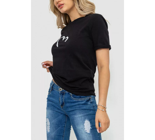 Футболка жіноча з принтом, колір чорний, 238R57384