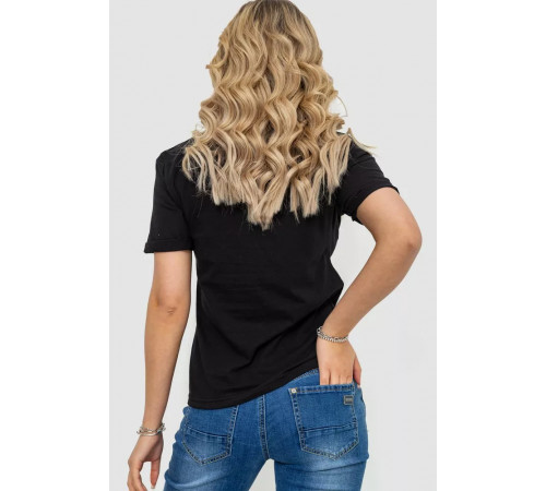Футболка жіноча з принтом, колір чорний, 238R57384