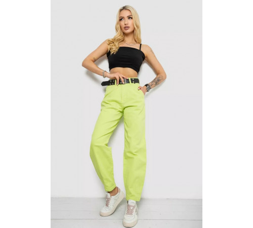 Джинси жіночі балони, колір салатовий, 182R00309