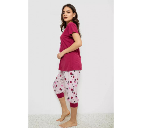 Женская пижама с принтом, цвет бордовый, 243R1602-016.