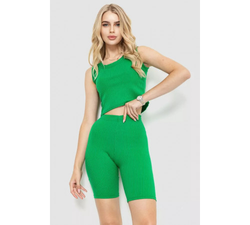 Костюм жіночий в рубчик повсякденний, колір зелений, 214R700