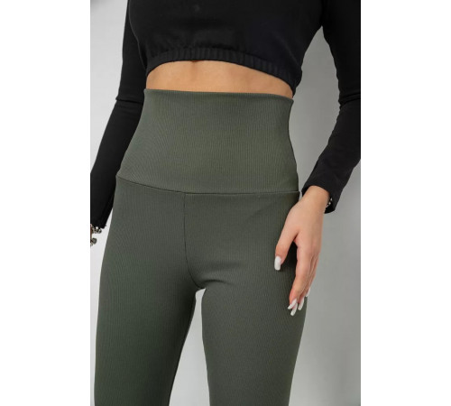 Лосины женские в рубчик, цвет хаки, 205R606-1