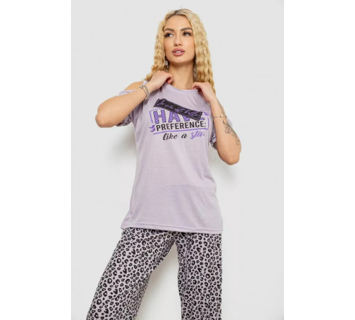 Піжама жіноча з принтом, колір світло-бузковий, 243R3038-B