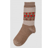 Шкарпетки жіночі з принтом, колір бежевий, 238R336-4
