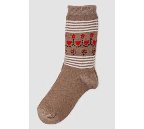 Шкарпетки жіночі з принтом, колір бежевий, 238R336-4