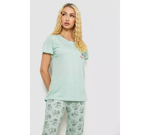 Женская пижама с принтом, цвет мятный, 243R10200