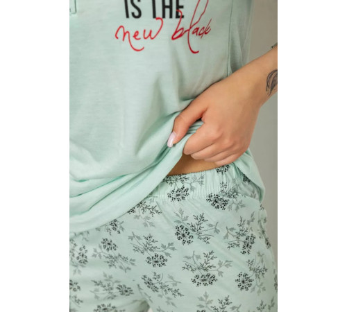 Женская пижама с принтом, цвет мятный, 243R10200